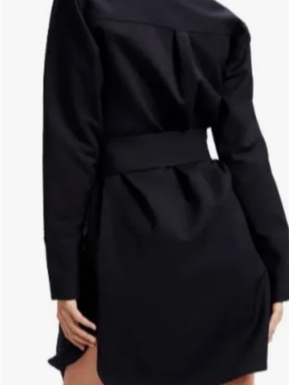 Good American Black Long-Sleeve Shirt Dress with Self Tie - Picture 2 of 5